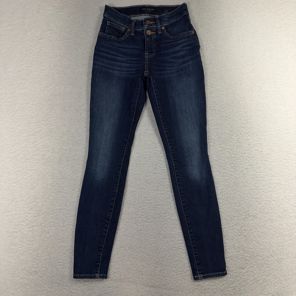 Lucky Brand Womens 0/2 (23x27) Jeans Blue Dark Wash Mid Rise Skinny Ava Denim